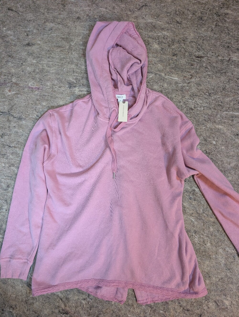 Anthropolgie Light Pink Women's Lightweight Hooded Pullover Top Size Small NWT